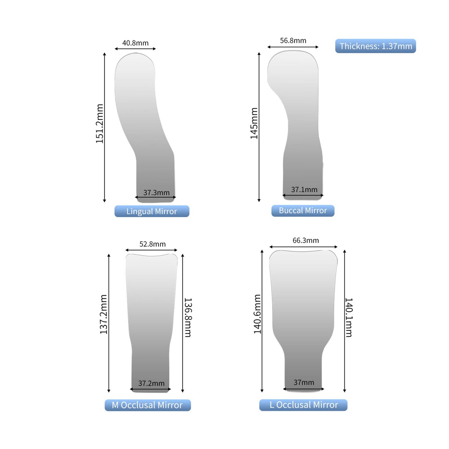 Anti-fog Occlusal Photography Mirrors with LED